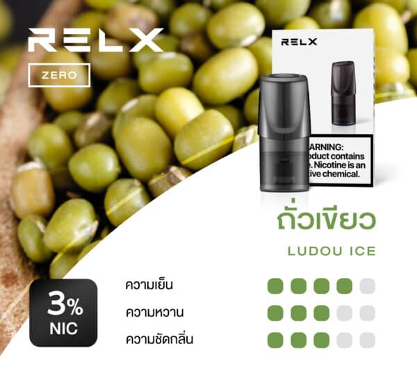 RELX Zero Pod กลิ่นถั่วเขียว หอมหวานถั่วเขียวต้มสดๆใหม่ๆที่คัดเมล็ดมาอย่างดี