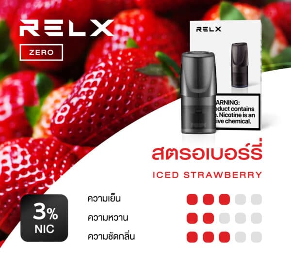 RELX Zero Pod กลิ่นสตรอเบอร์รี่ เปรี้ยวแบบไม่หยุดยั้งและมีความหวานที่พอดี