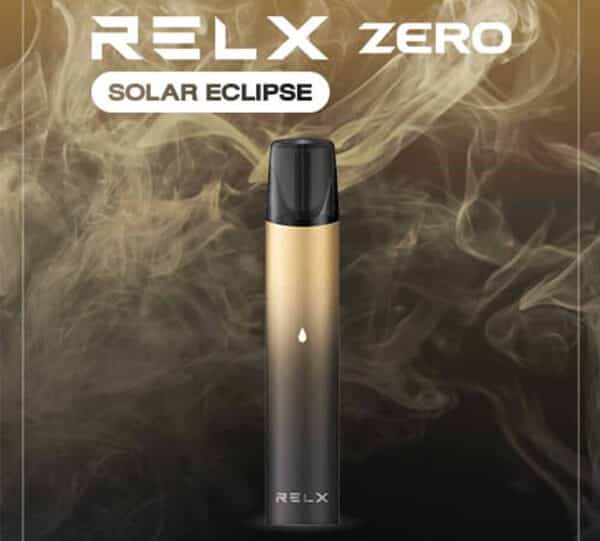 RELX Zero สี Solar Eclipse เครื่องสีดำทองตัดกันแบบทูโทนจากพอต relx