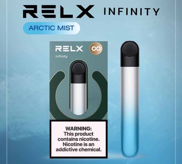 RELX Infinity สี Arctic Mist เครื่องสีฟ้าขาว ที่ RELX POD ภูมิใจนำเสนอ